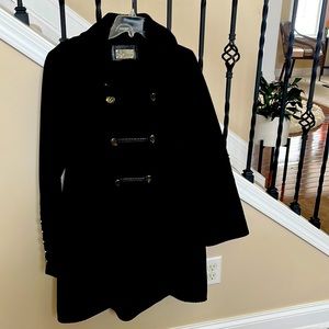 Mackage Asymmetric Button Front Wool Coat. Buttons on the sleeves.